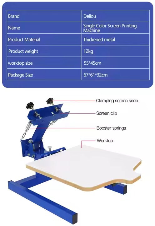 1 Color 1 Station Screen Printing Machine